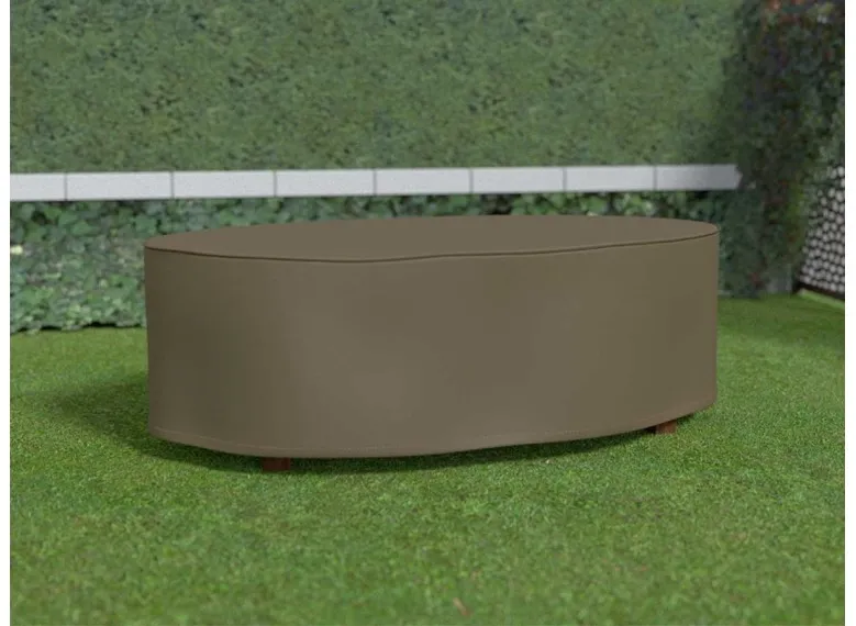 Housse de protection pour table ovale COVERTOP - Taupe - 230 x 130 x 70 cm