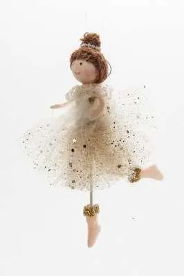 ARPIMEX Ballerina Christmas Fabric 17 Cm with White Gold