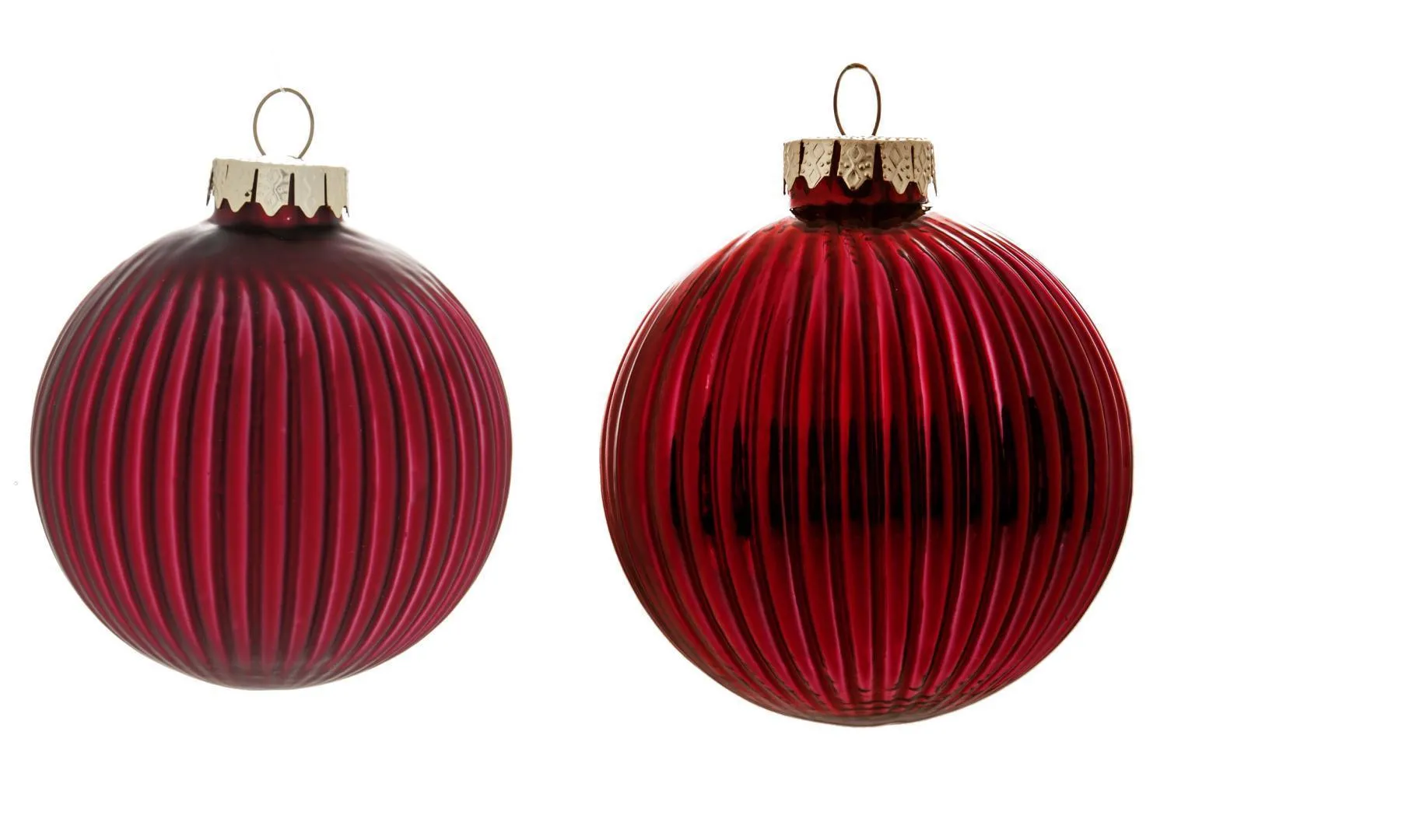 ARPIMEX Box 36 Christmas Balls Stripes 60 Mm Red Glass
