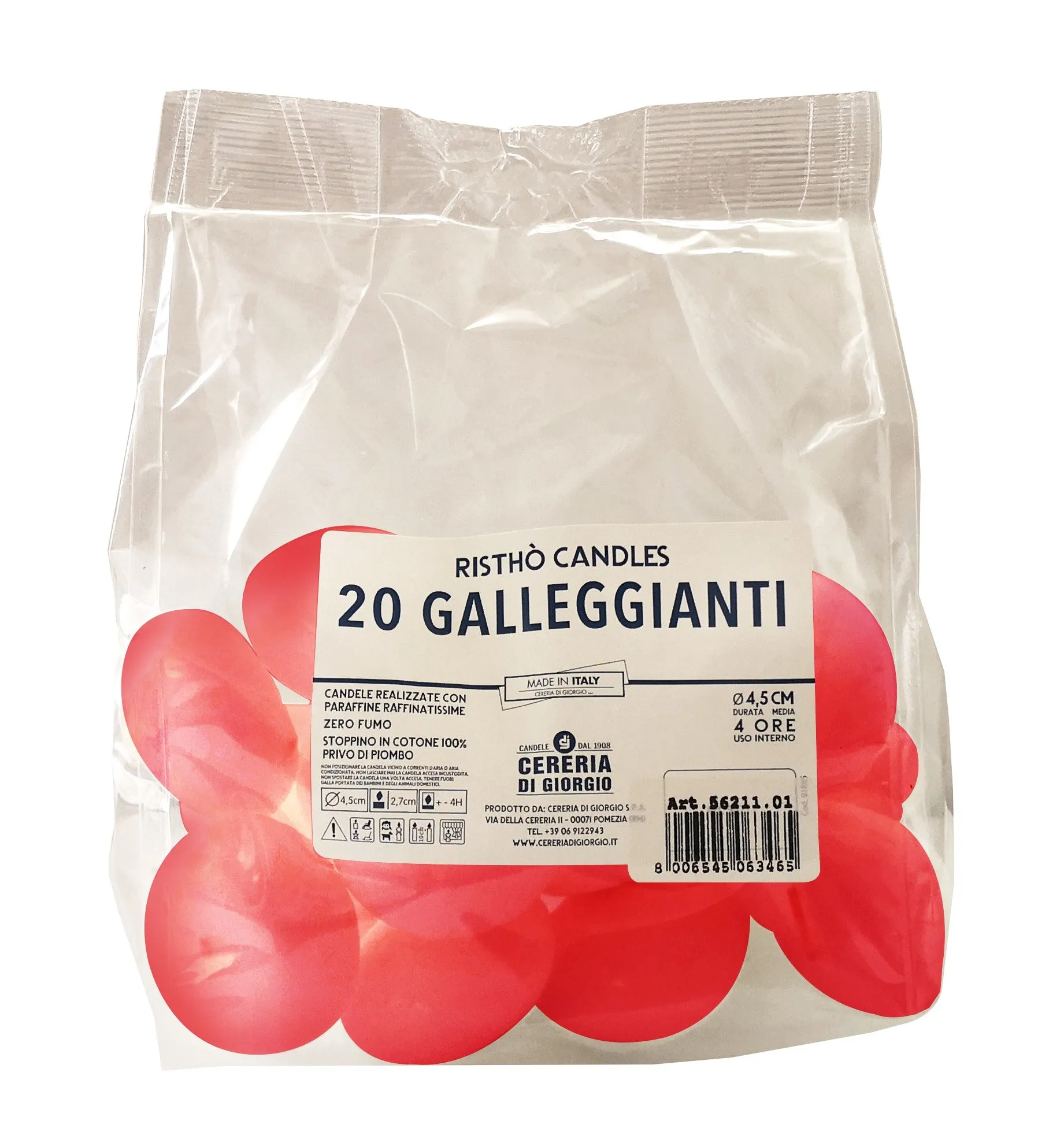 Bougies flottantes Cereria Di Giorgio Ø 4,5 cm H. 2,7 cm (20 pièces) -