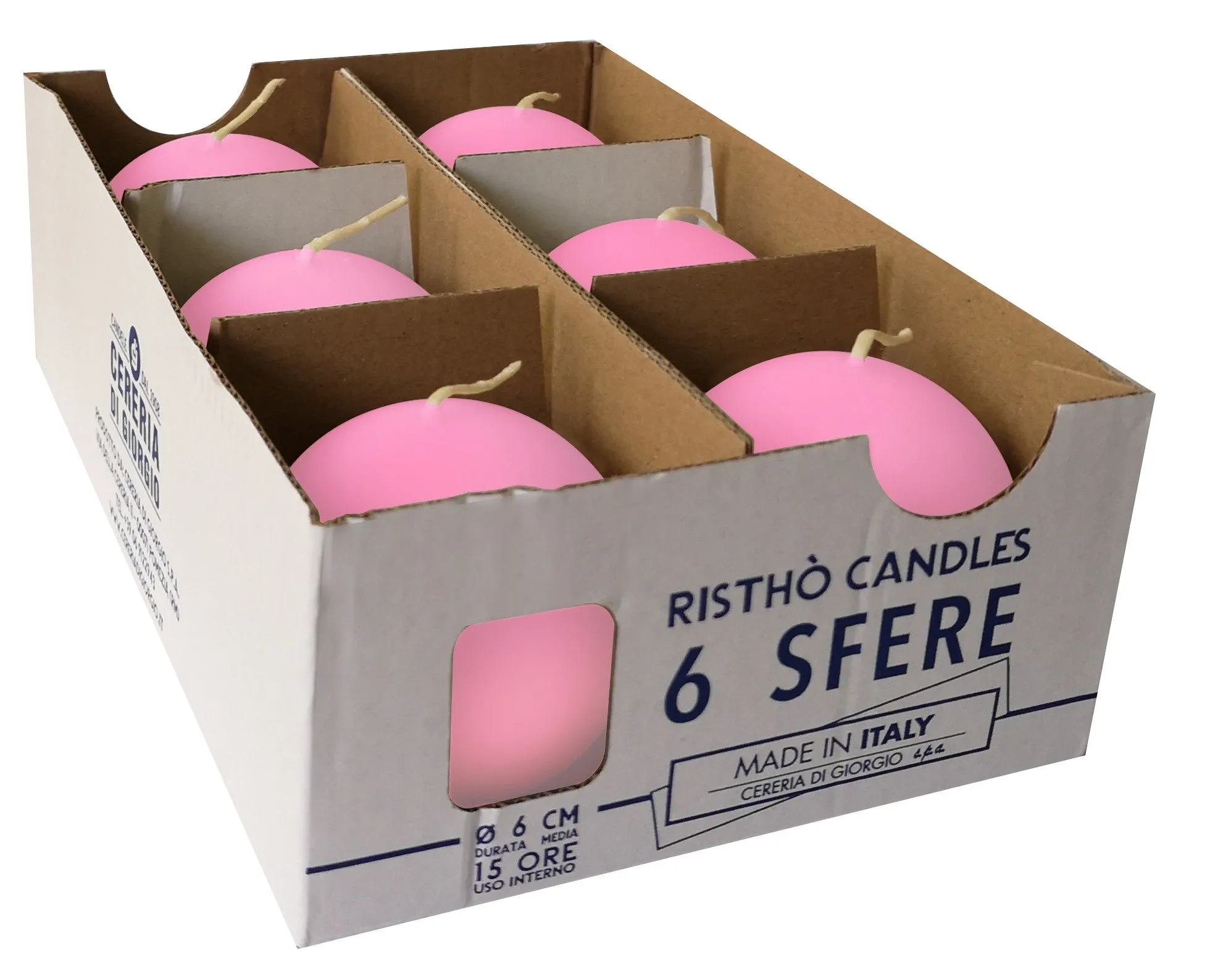Bougies Sphère Cereria Di Giorgio Ø 6 cm (6 pcs) - Rose Bébé