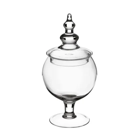 ALE Import Bomboniera avec couvercle - Verre transparent H 32 P 18 cm