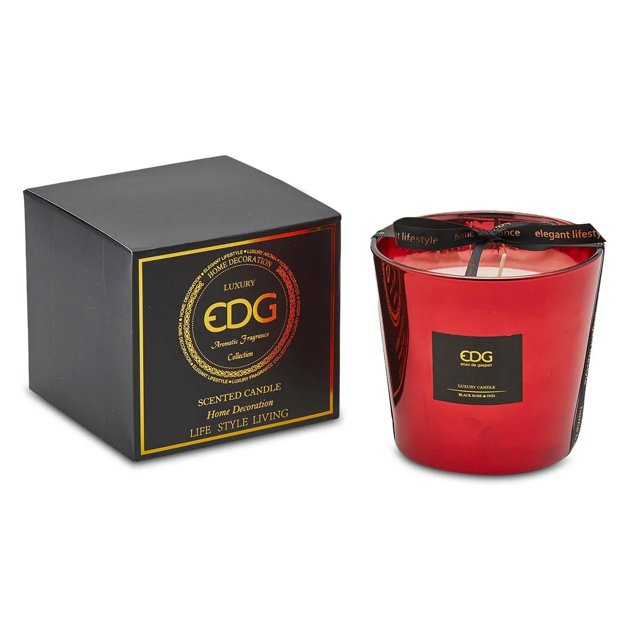 Bougie parfumée miroir EDG Enzo De Gasperi H12 D13,5 Rose noire et oud