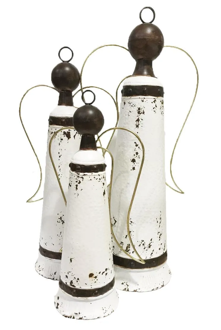 Vimin Box Bell Christmas Angels S/3 Metal Black and White