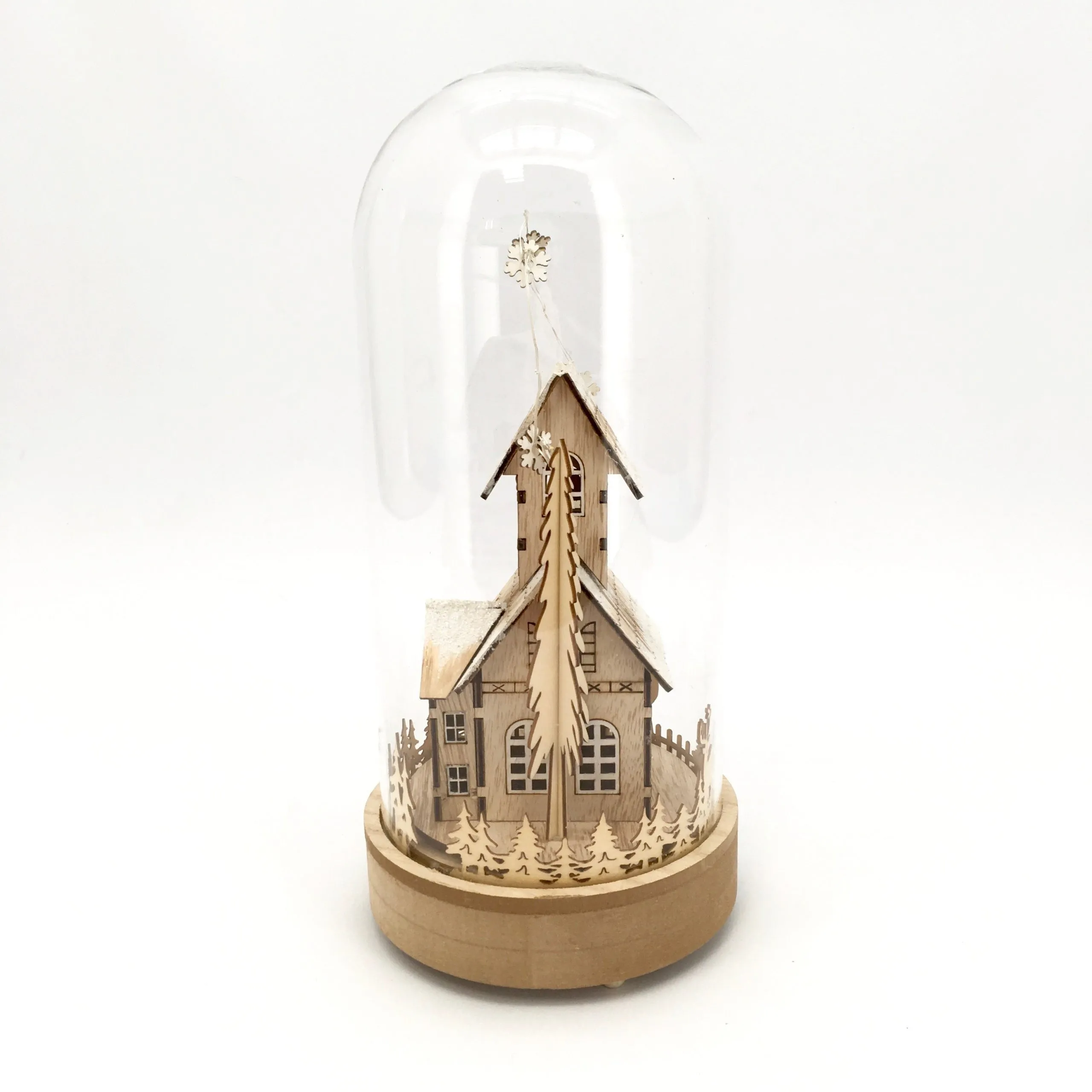 Vimin Box Christmas Village in Glass Bell with LED and Music D 15.5 cm