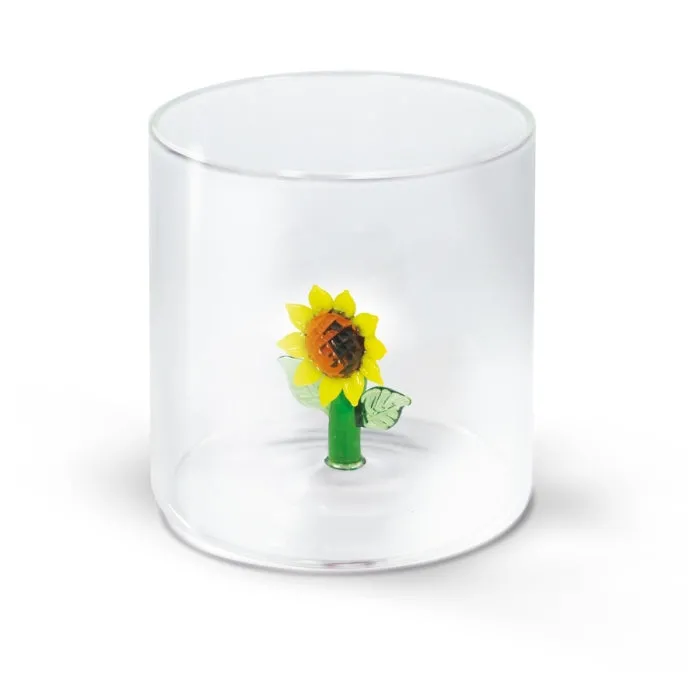 WD LifeStyle Borosilicate Glass Cup Cc 250 ml Sunflower Decoration