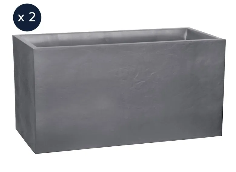 Lot de 2 Jardinières Muret Volcania effet pierre - 99,5 x 39,5 x 60 cm - 116 L