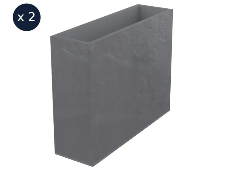 2 Jardinières rectangulaires Volcania effet pierre 63 L - Eda