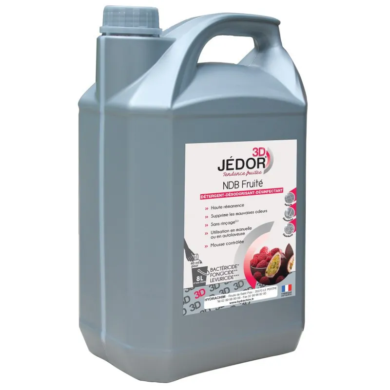 JEDOR 3D Fruitée. Détergent sols et surfaces désinfectant surodorant en 5L.