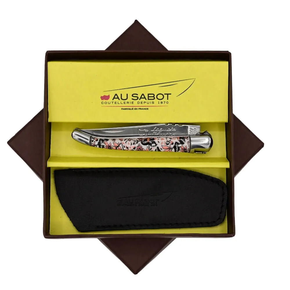 Couteau Pliant Laguiole Japonisant avec Etui en Cuir Noir OFFERT - Au Sabot