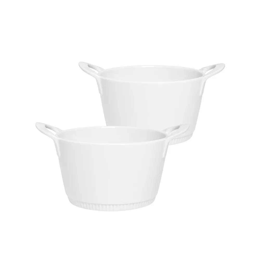 2 légumiers Plissé Pillivuyt en porcelaine