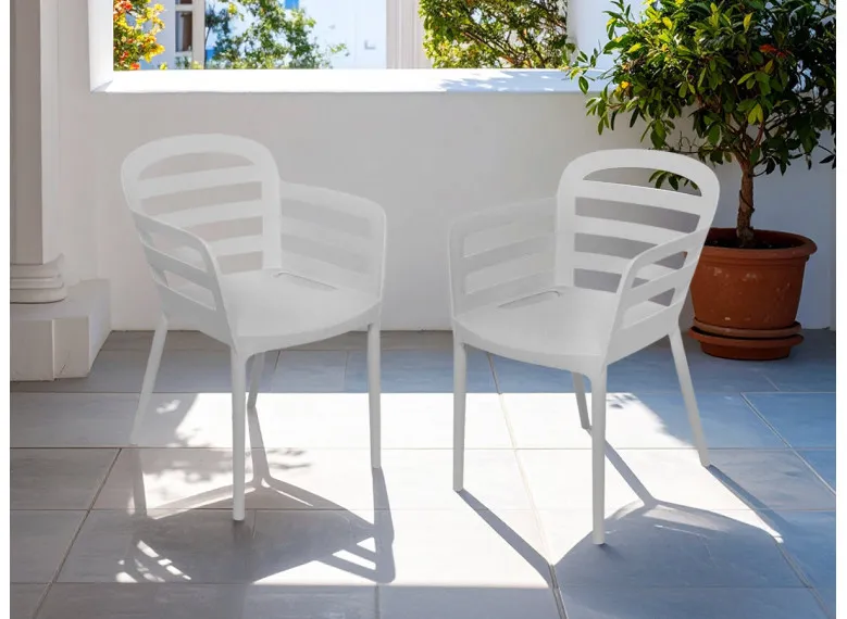 Lot de 2 chaises de jardin en plastique Boston - Jardideco