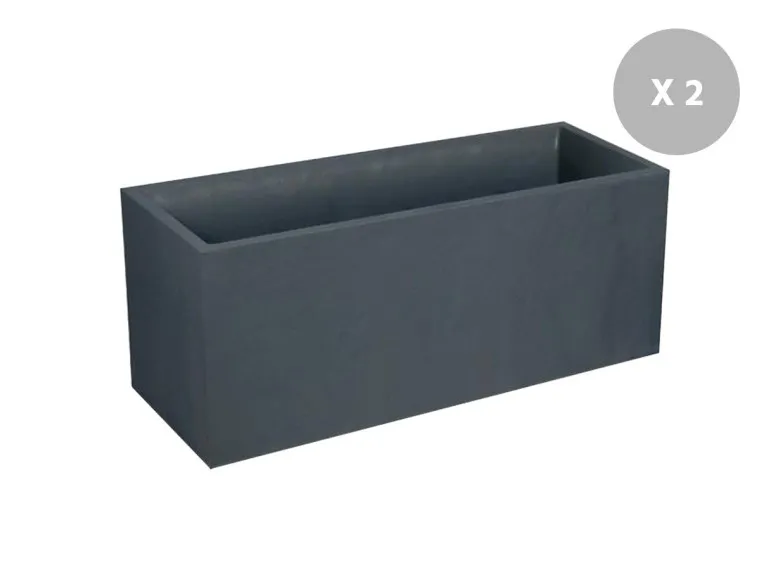 Lot de 2 Jardinières rectangulaires Volcania effet pierre 99,5 x 39,5 x 43,5 cm - 98 L