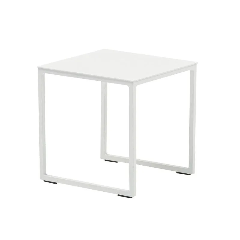 Table d'appoint de jardin en aluminium blanc, 34,5 x 34,5 x 35 cm | Davis