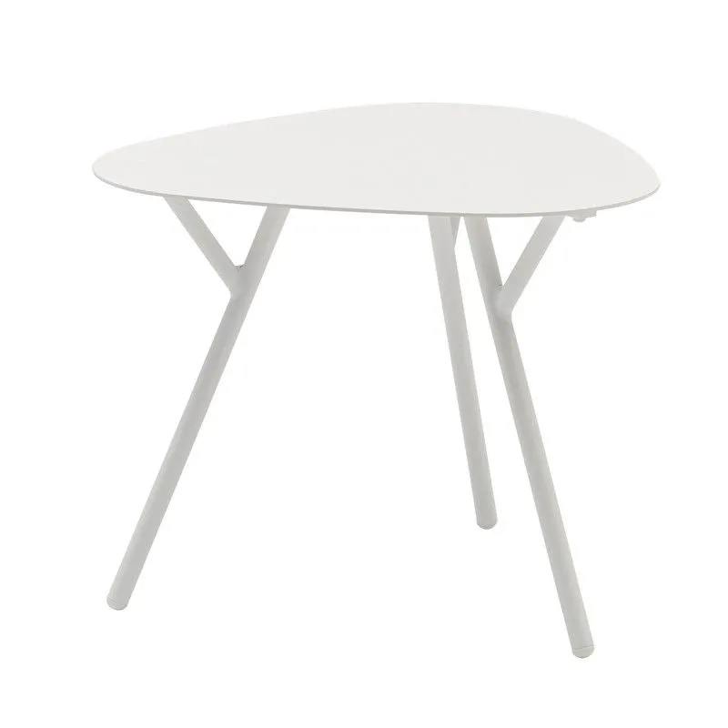Table d'appoint de jardin en aluminium blanc, 60 x 60 x 45 cm | Galt