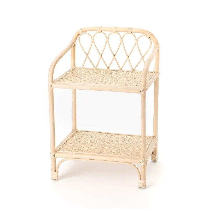 Table d'appoint de jardin en rotin et bambou naturel, 50x41x76 cm