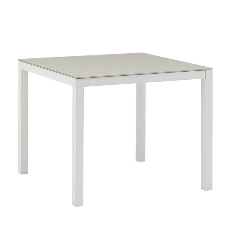Table carrée en aluminium et verre blanc et gris, 90,2 x 90,2 x 74 cm | Adin