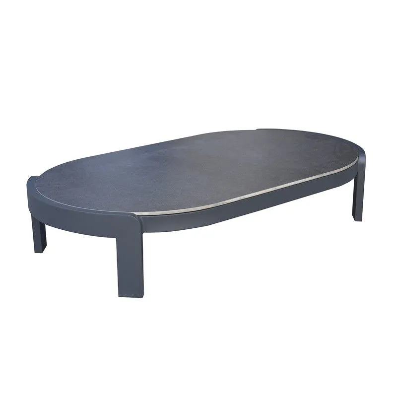Table basse en aluminium et céramique anthracite, 125 x 70 x 26 cm | Babylone