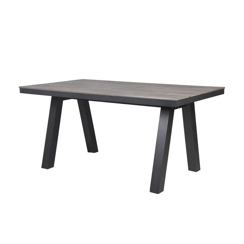 Table à manger de jardin en aluminium gris, 160 x 90 x 77 cm | Bord de mer