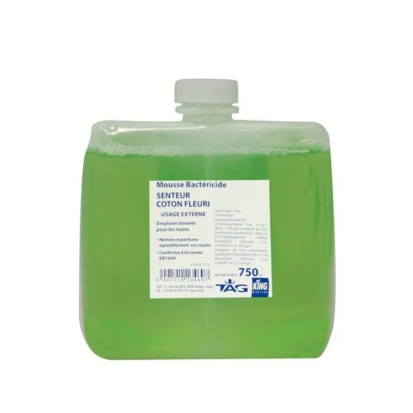 P00292 - *Recharge mousse nettoyant mains bactéricide Coton Fleuri 750cc KING