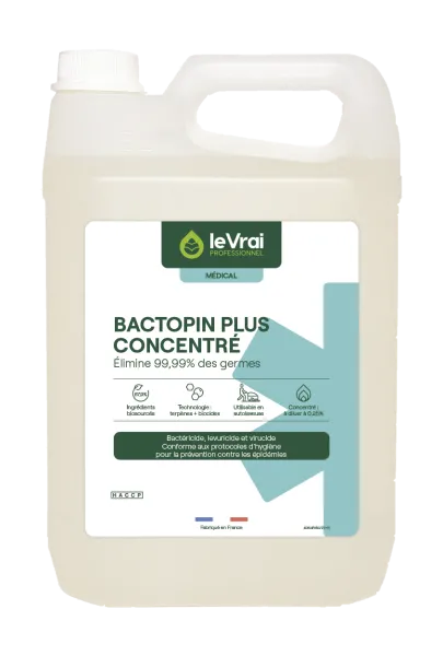 Le vrai professionnel bactopin plus concentré pour les milieux médicalisés - 5 L