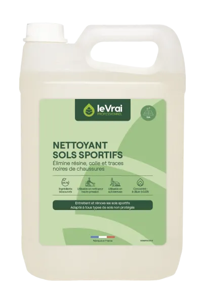 Le vrai professionnel nettoyant sols sportifs détergent alcalin ultra-puissant - 5 Litres