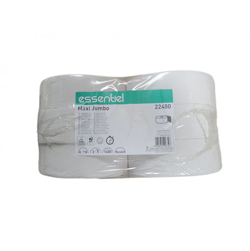 Papier Hygiénique MAXI JUMBO 2 plis blanc 250M Essentiel - Lot de 6