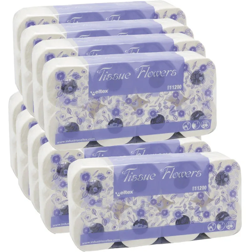 Papier toilette Hygiénique FLOWERS 3 plis - Blanc - 250F par rouleau