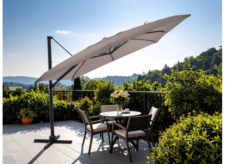 Parasol déportée carré inclinable 5 positions - 3 x 3 m - Jardideco
