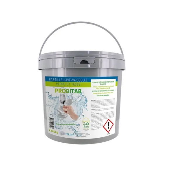 Pastilles lave verre et tasse Proditab Seau de 140 pastilles