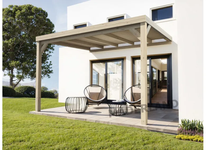 Pergola adossée en bois lamellé-collé Reims - Maderland