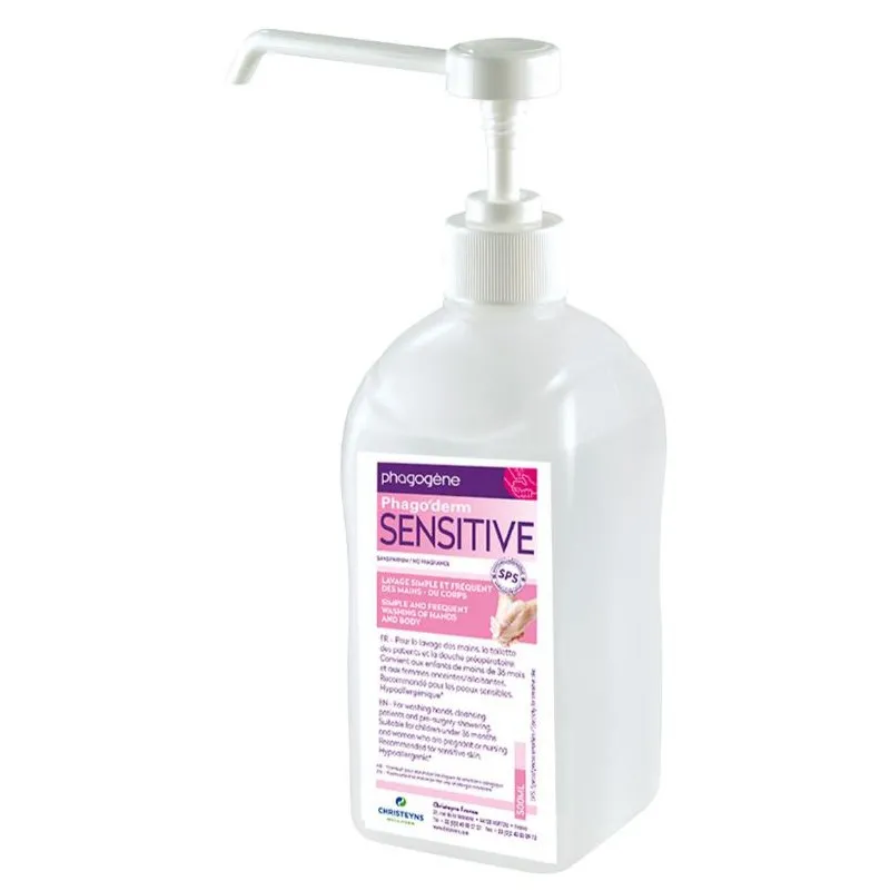 PHAGO'DERM SENSITIVE Lotion Hypoallergénique pour la toilette - Flacon pompe 500ml