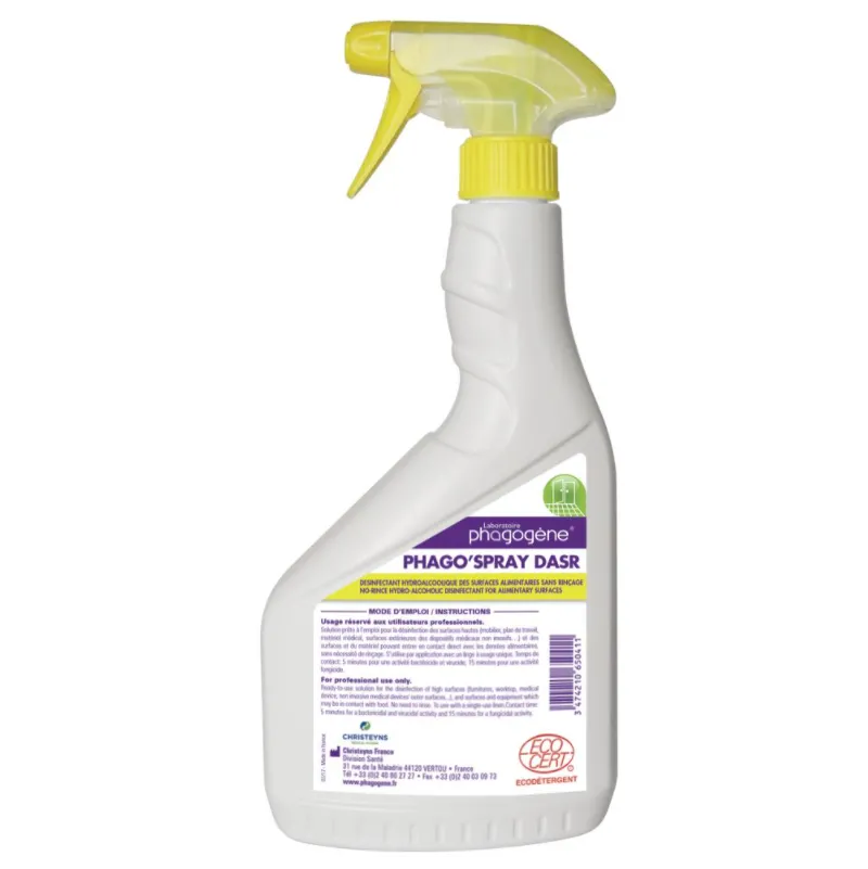 PHAGO’SPRAY DASR désinfectant sans rinçage hydro-alcoolique pour la désinfection des surfaces 750ml