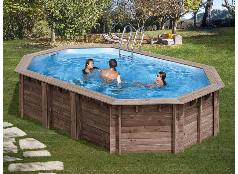 Piscine bois Macadamia 6,32 x 3,35 x 1,30 m - Gré
