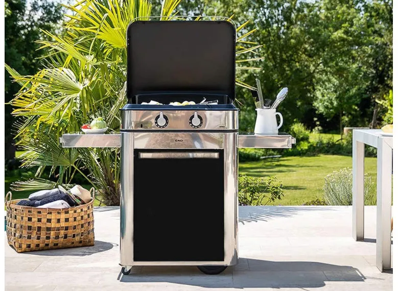 Plancha à gaz sur chariot Combo ENOSIGN 65 Inox et noir - Eno