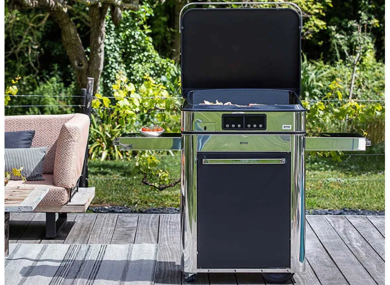 Plancha électrique sur chariot Combo Enodesign 65 en inox et acier noir- 3 kW - ENO
