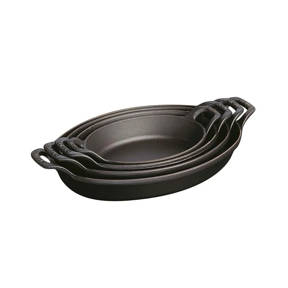 Set de 4 plats empilables Staub Noir mat en fonte