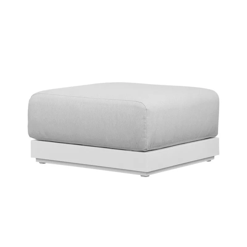 Pouf en aluminium et tissu blanc et gris clair, 70 x 83 x 90 cm | Onyx