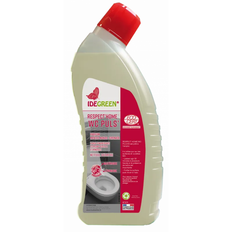 RESPECT’HOME WC PUL'S Gel Nettoyant, Détartrant, Désinfectant à base d'acide lactique Ecocert Eco détergent