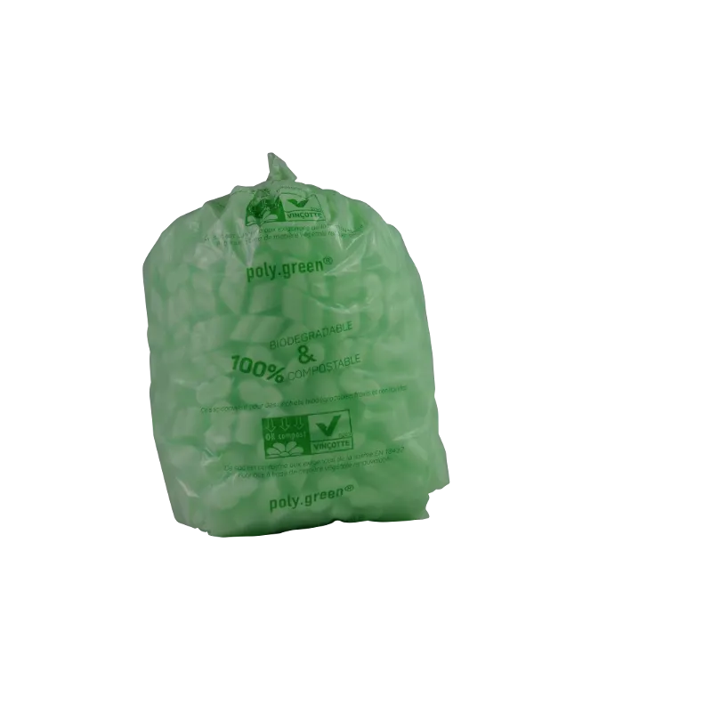 Sac 40 L vert biodégradable lien coulissant 500 x 650mm