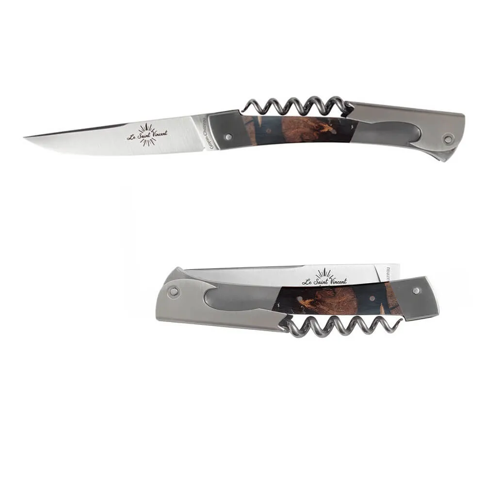 Couteau pliant Saint Vincent Cep de Vigne avec Etui en cuir OFFERT - GOYON-CHAZEAU