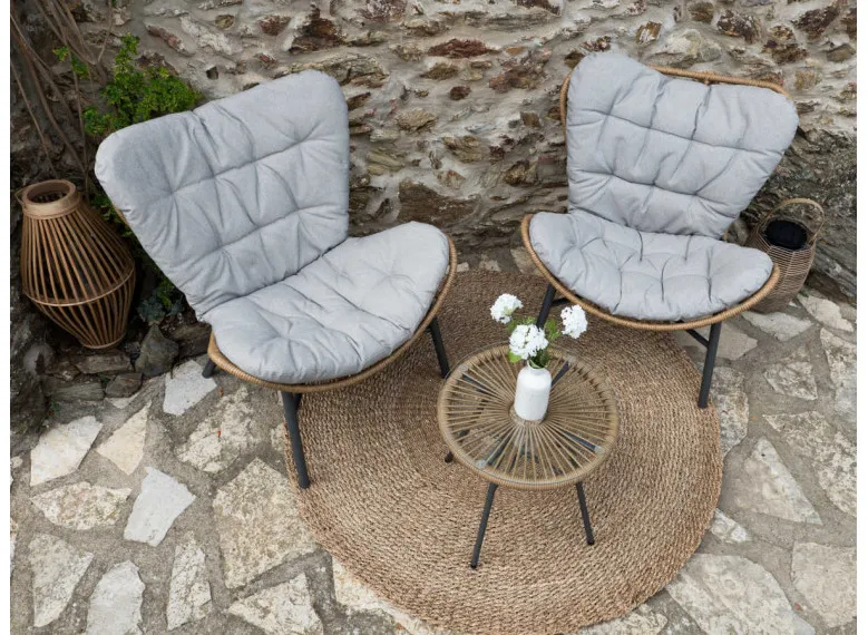 Salon de jardin Maiso en résine tressée - 2 places - Jardideco