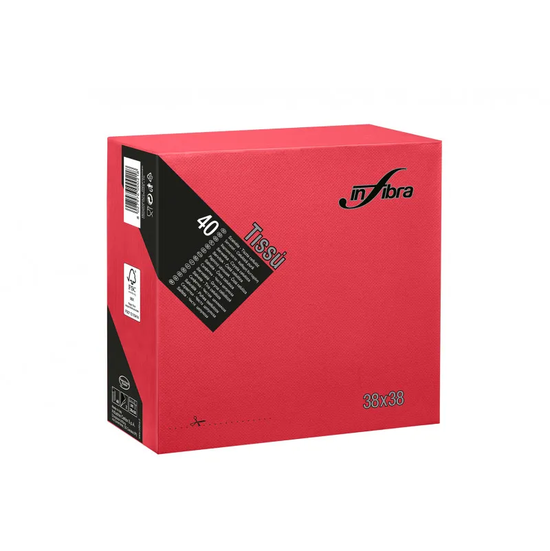 Serviette 38 x 38cm - 2 plis - Rouge
