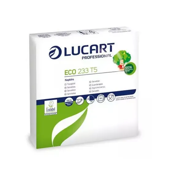 SERVIETTE OUATE 2 PLIS 33 x 33 BLANCHE 2400 Serviettes