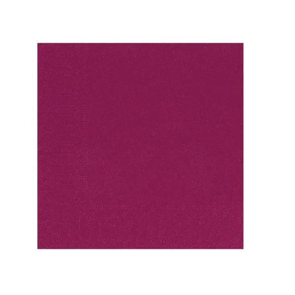 Serviette papier couleur unie ouate 39X39 cm en 2 plis – Carton 1800 serviettes – framboise
