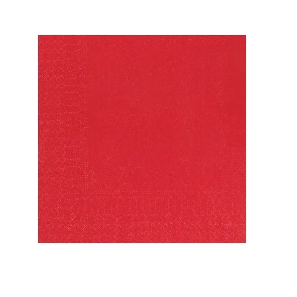 Serviette papier couleur unie ouate 39X39 cm en 2 plis – Carton 1800 serviettes – rouge