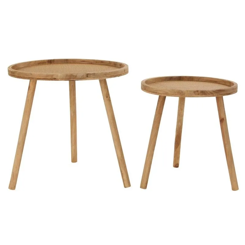 Lot de 2 tables d'appoint de jardin en bois, Ø50x50 cm