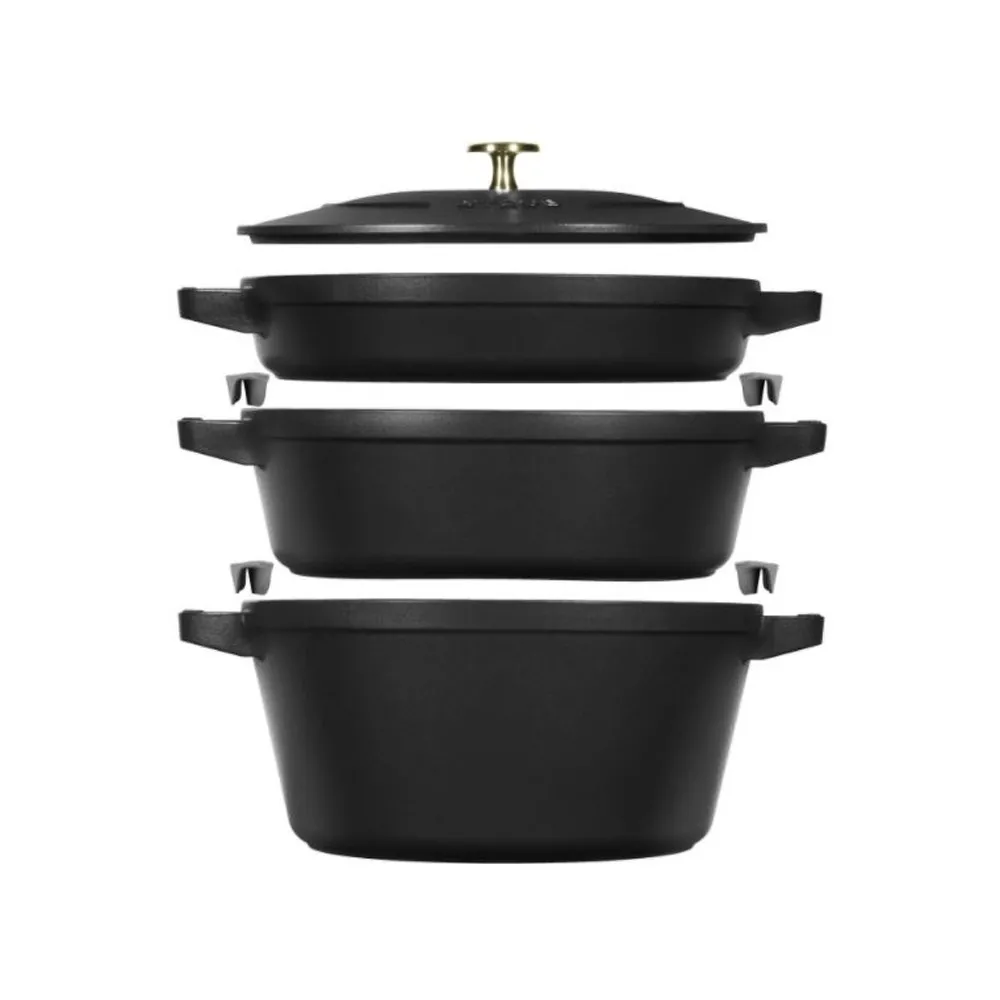 Set empilable 4 pièces Staub 24cm cocotte poêle sauteuse - 3 coloris