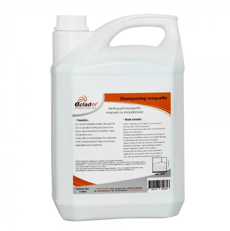 Shampoing moquette nettoie tous types de revêtements textiles, tapis etc...