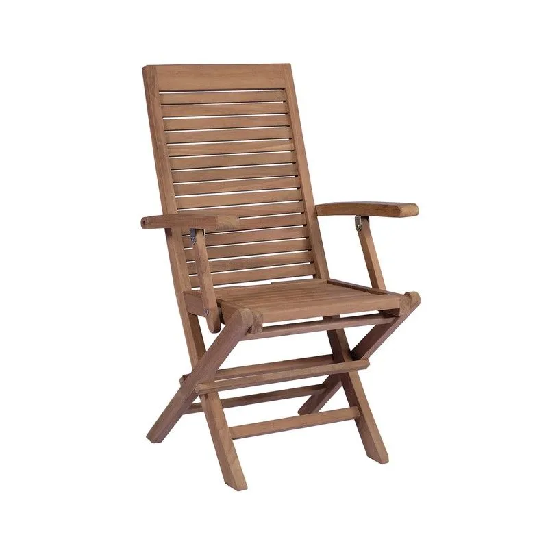 Chaise de jardin avec accoudoirs pliants en bois de teck miel, 62 x 56 x 98 cm | Mati